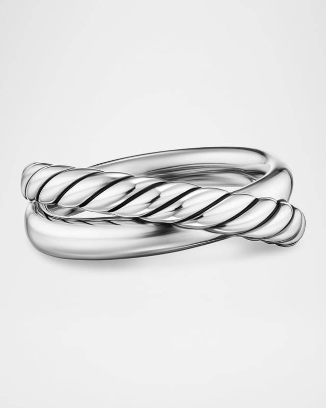 Crossover 2 Row Ring in Silver, 7.5mm